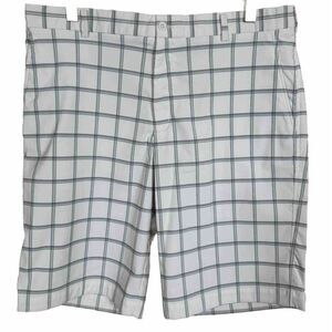 Nike‎ Men's Golf Shorts White Black Size 38 Check Performance Flat Front Pockets